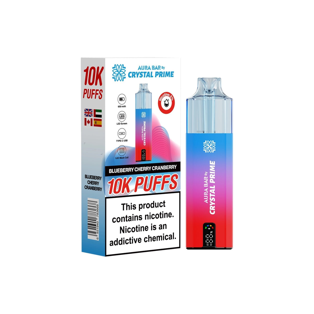 Crystal Prime Aura Bar 10000 Prefilled Vape Kit (Pack of 5)