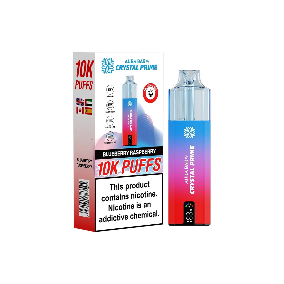 Crystal Prime Aura Bar 10000 Prefilled Vape Kit (Pack of 5)