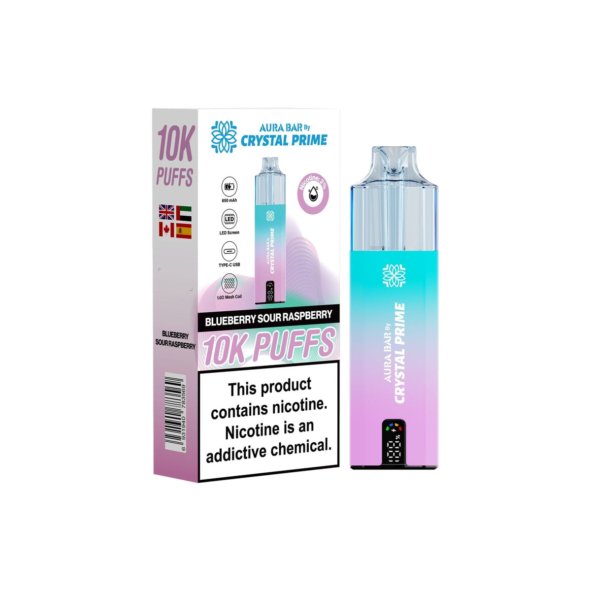 Crystal Prime Aura Bar 10000 Prefilled Vape Kit (Pack of 5)