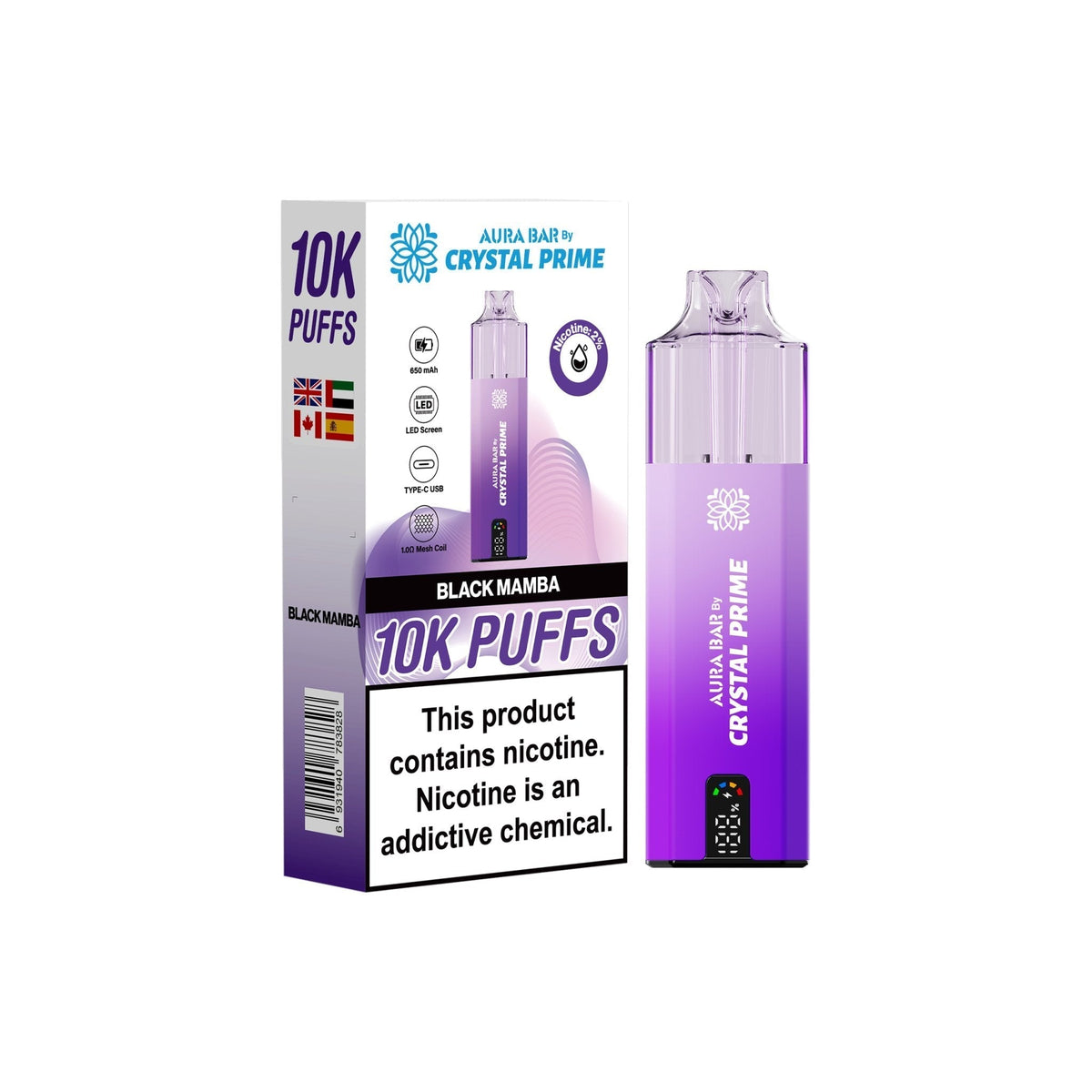 Crystal Prime Aura Bar 10000 Prefilled Vape Kit (Pack of 5)