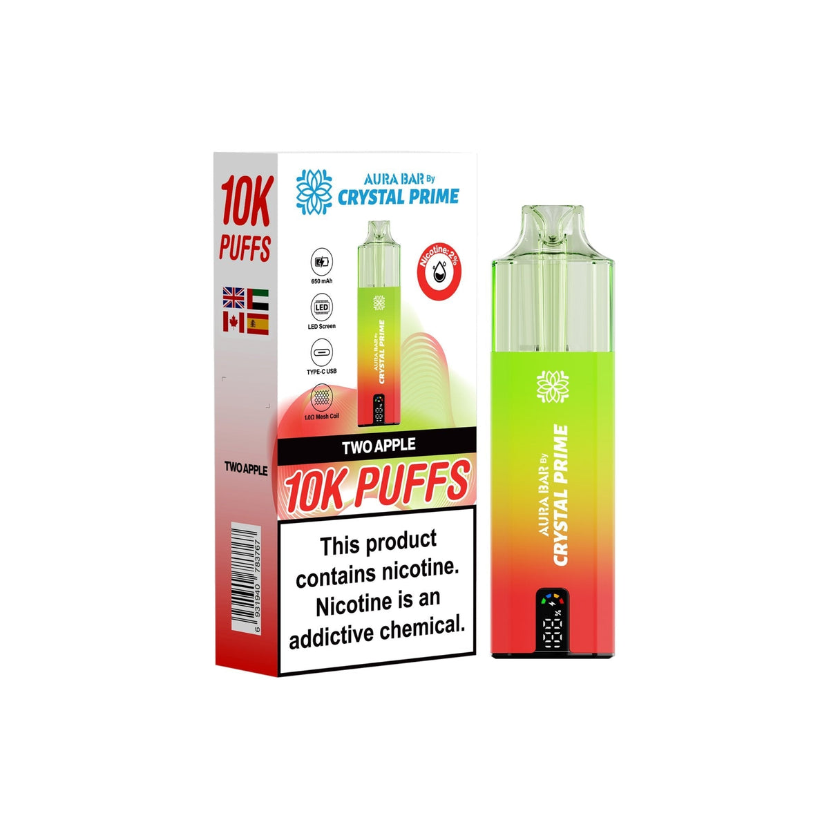Crystal Prime Aura Bar 10000 Prefilled Vape Kit (Pack of 5)