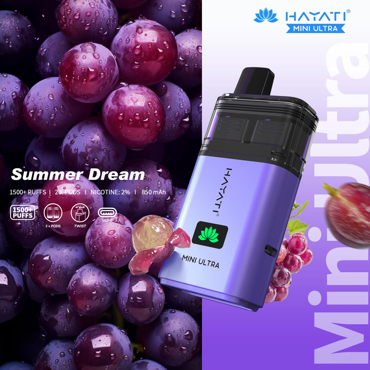 Hayati Mini Ultra 1500 Prefilled Vape Kit (Pack of 5)