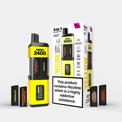 Angel 2400 4‑in‑1 Rechargeable Disposable Vape Kit – Yellow Edition – Pack of 5 - Vape & Candy Wholesale