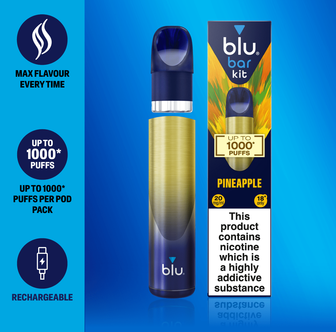 Blu Bar 1000 Vapes Kit (Pack of 10) - Vape & Candy Wholesale