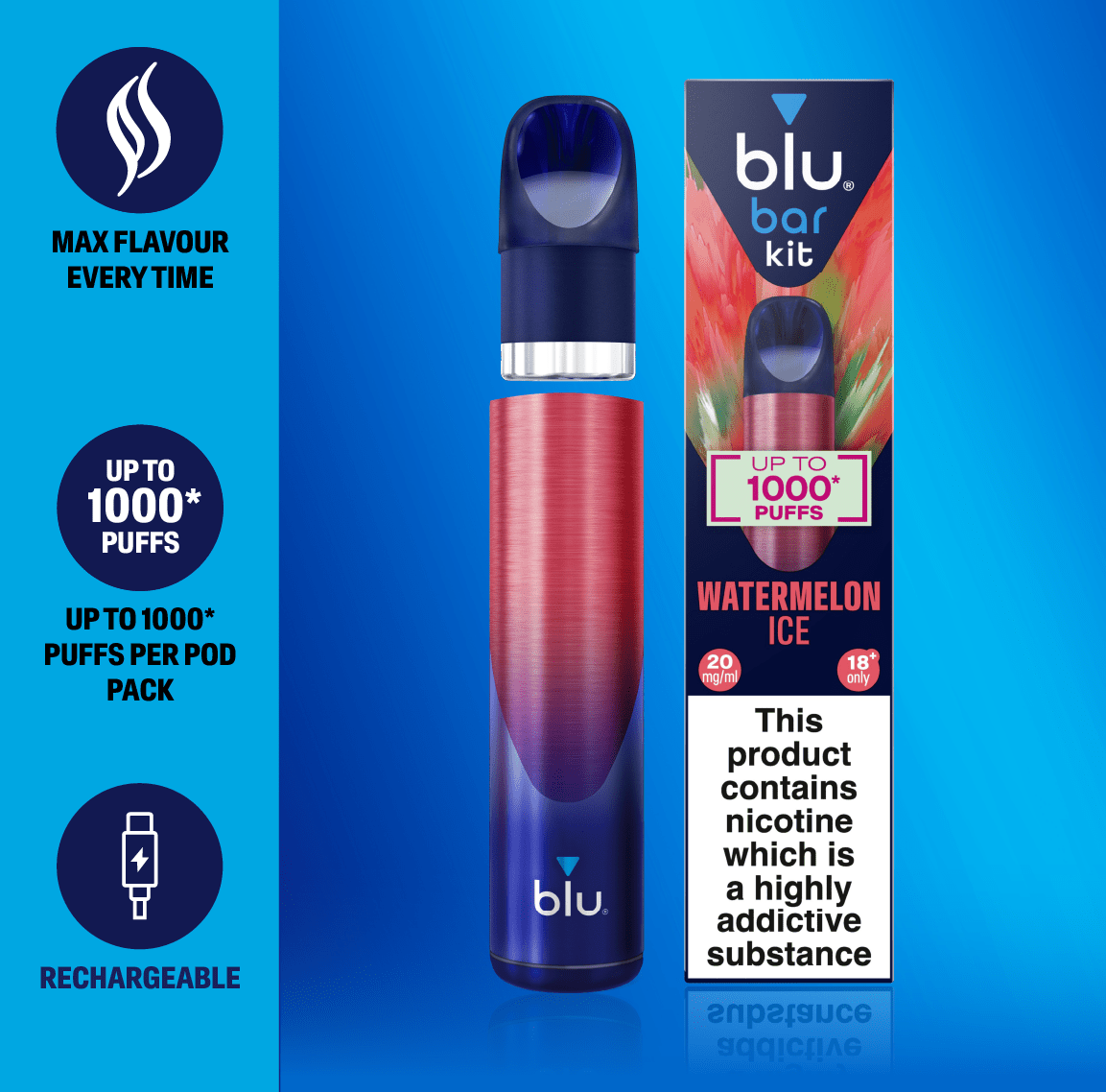 Blu Bar 1000 Vapes Kit (Pack of 10) - Vape & Candy Wholesale