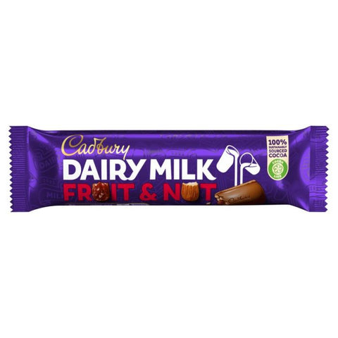 Cadbury Dairy Milk Chocolate Fruit & Nut Bar - 49g - Pack of 48 - Vape & Candy Wholesale