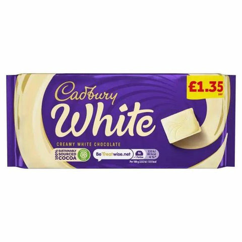 Cadbury White Chocolate Bar - 90g - Pack of 24 - Vape & Candy Wholesale