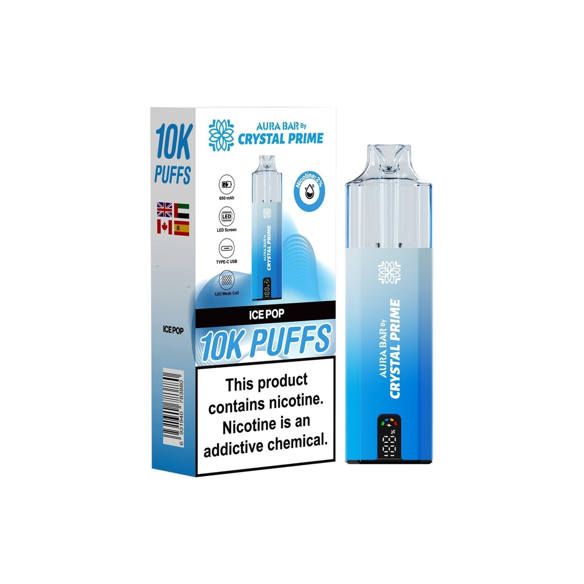 Crystal Prime Aura Bar 10000 Prefilled Vape Kit (Pack of 5)