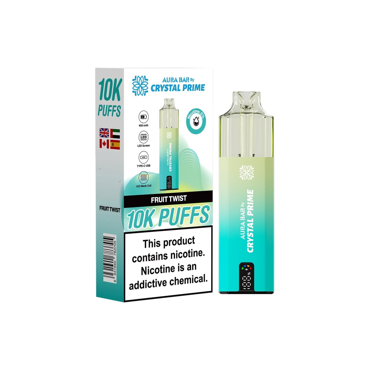 Crystal Prime Aura Bar 10000 Prefilled Vape Kit (Pack of 5)