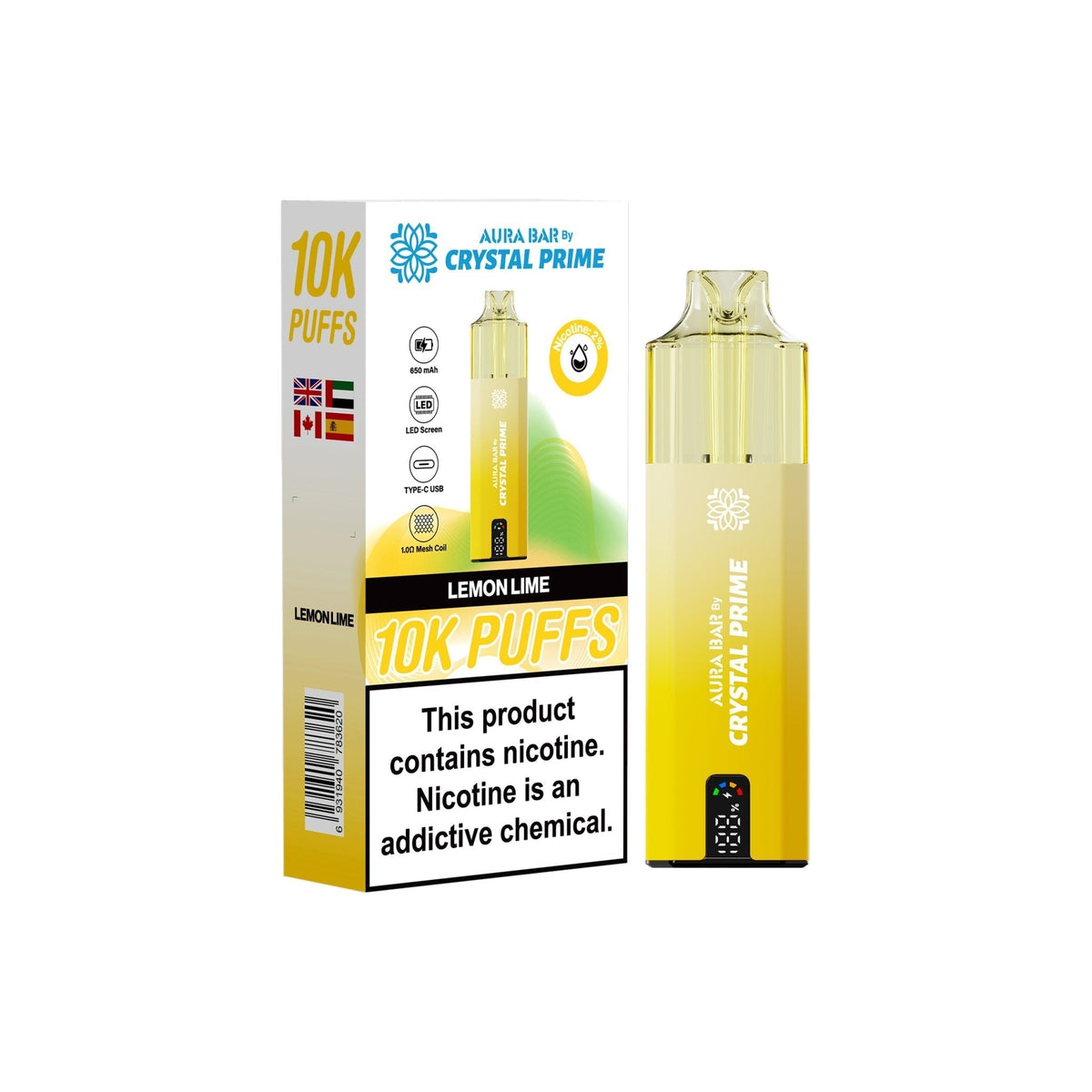Crystal Prime Aura Bar 10000 Prefilled Vape Kit (Pack of 5)