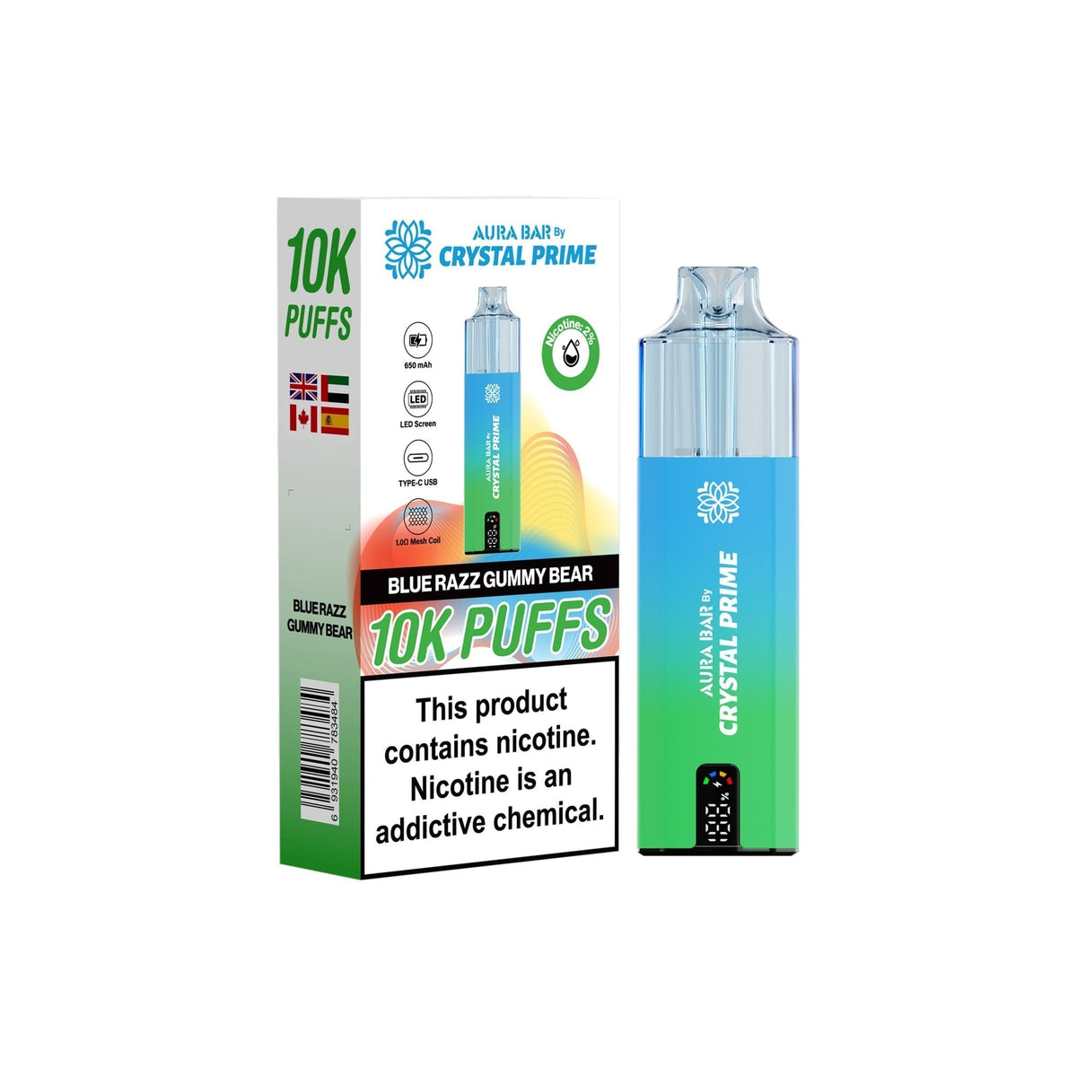 Crystal Prime Aura Bar 10000 Prefilled Vape Kit (Pack of 5)