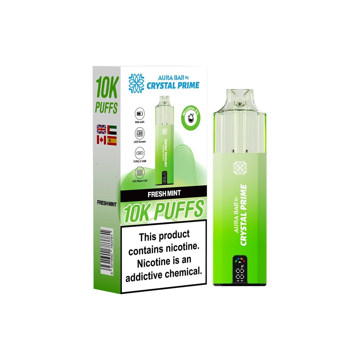 Crystal Prime Aura Bar 10000 Prefilled Vape Kit (Pack of 5)