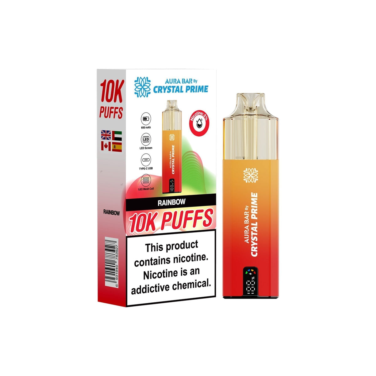 Crystal Prime Aura Bar 10000 Prefilled Vape Kit (Pack of 5)