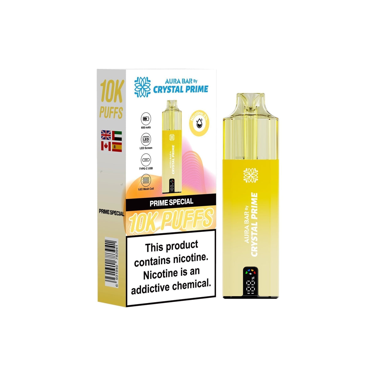 Crystal Prime Aura Bar 10000 Prefilled Vape Kit (Pack of 5)