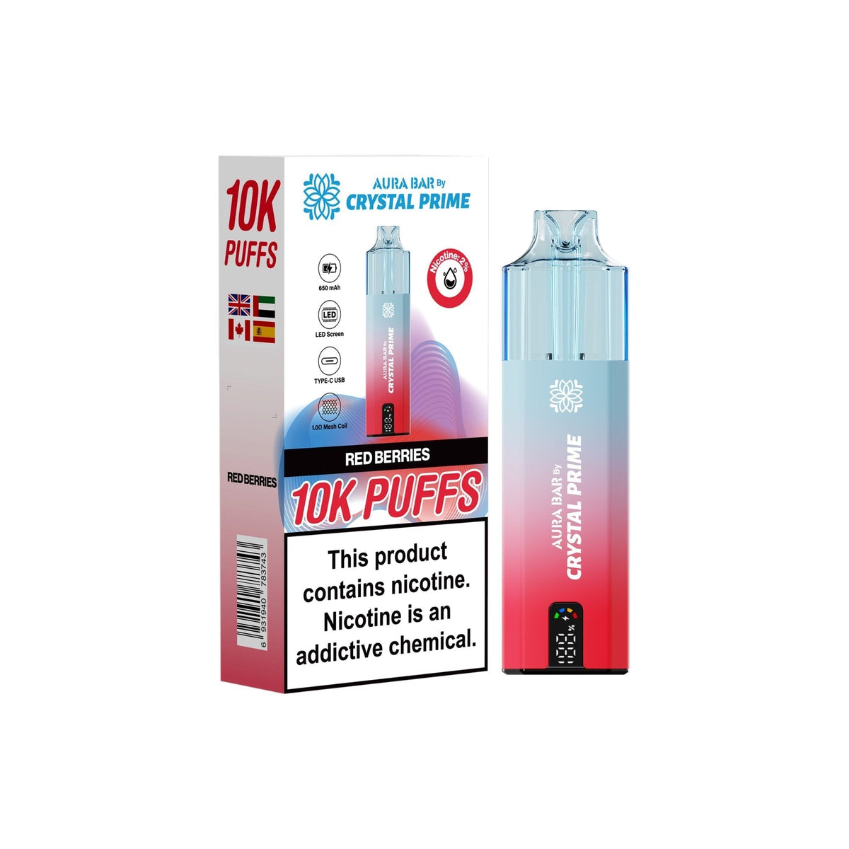 Crystal Prime Aura Bar 10000 Prefilled Vape Kit (Pack of 5)