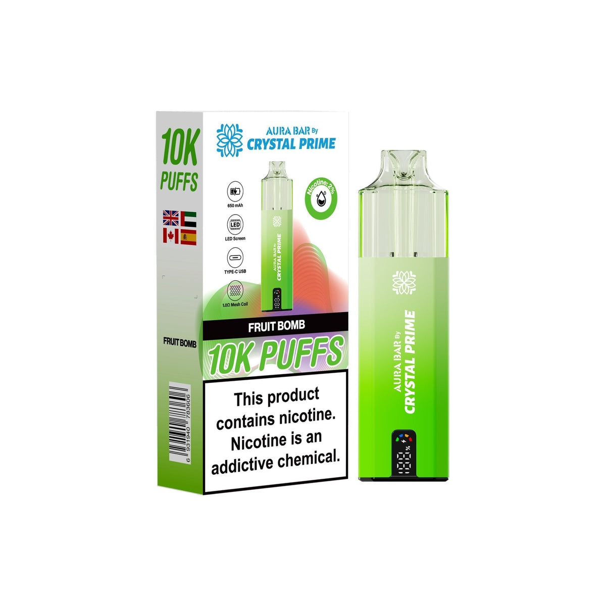 Crystal Prime Aura Bar 10000 Prefilled Vape Kit (Pack of 5)