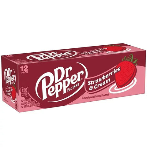 Dr Pepper Strawberries and Cream Can 355ml - Pack of 12 - Vape & Candy Wholesale