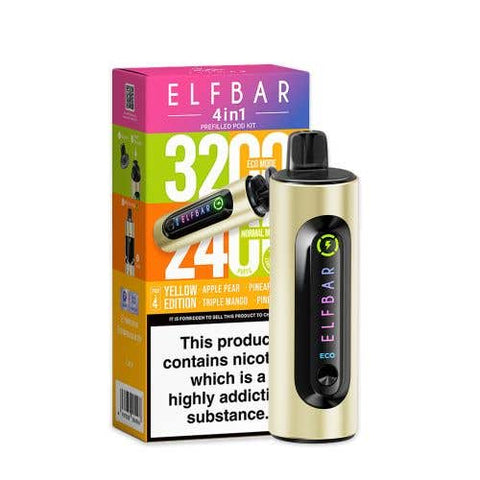 Elf Bar 4 - in - 1 3200 Prefilled Pod Kit Pack of 5 - Vape & Candy Wholesale