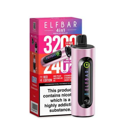 Elf Bar 4 - in - 1 3200 Prefilled Pod Kit Pack of 5 - Vape & Candy Wholesale