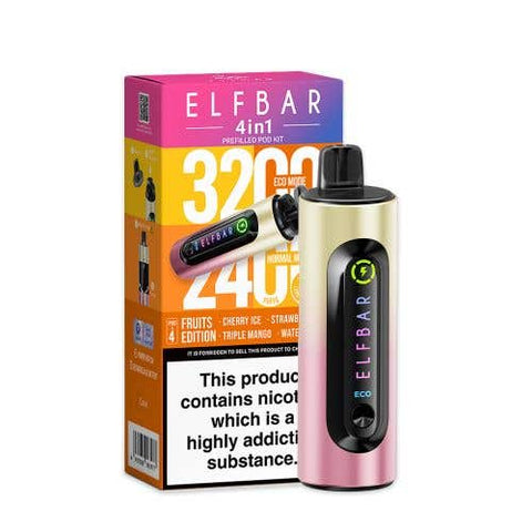 Elf Bar 4 - in - 1 3200 Prefilled Pod Kit Pack of 5 - Vape & Candy Wholesale