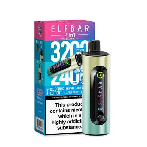 Elf Bar 4 - in - 1 3200 Prefilled Pod Kit Pack of 5 - Vape & Candy Wholesale