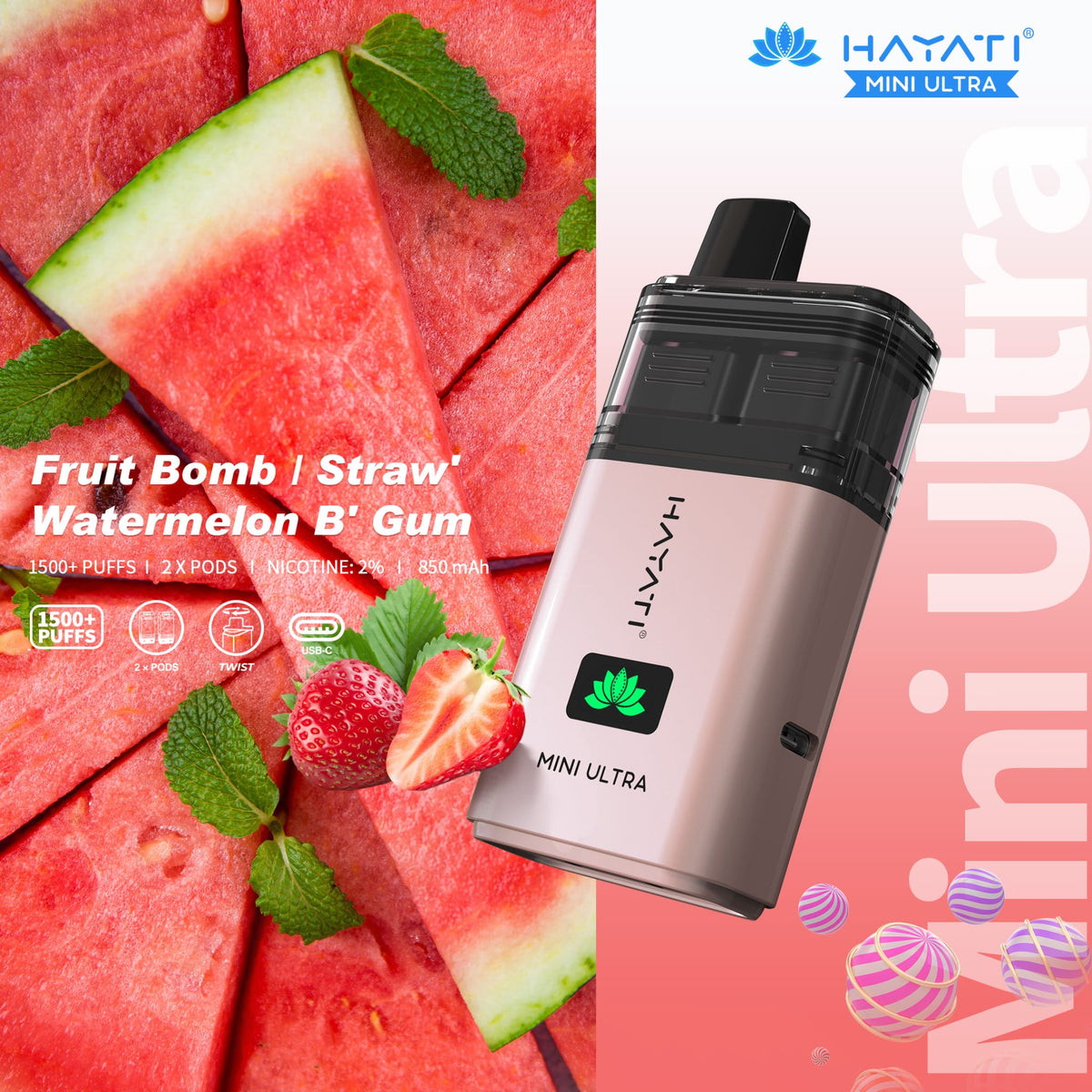 Hayati Mini Ultra 1500 Prefilled Vape Kit (Pack of 5)