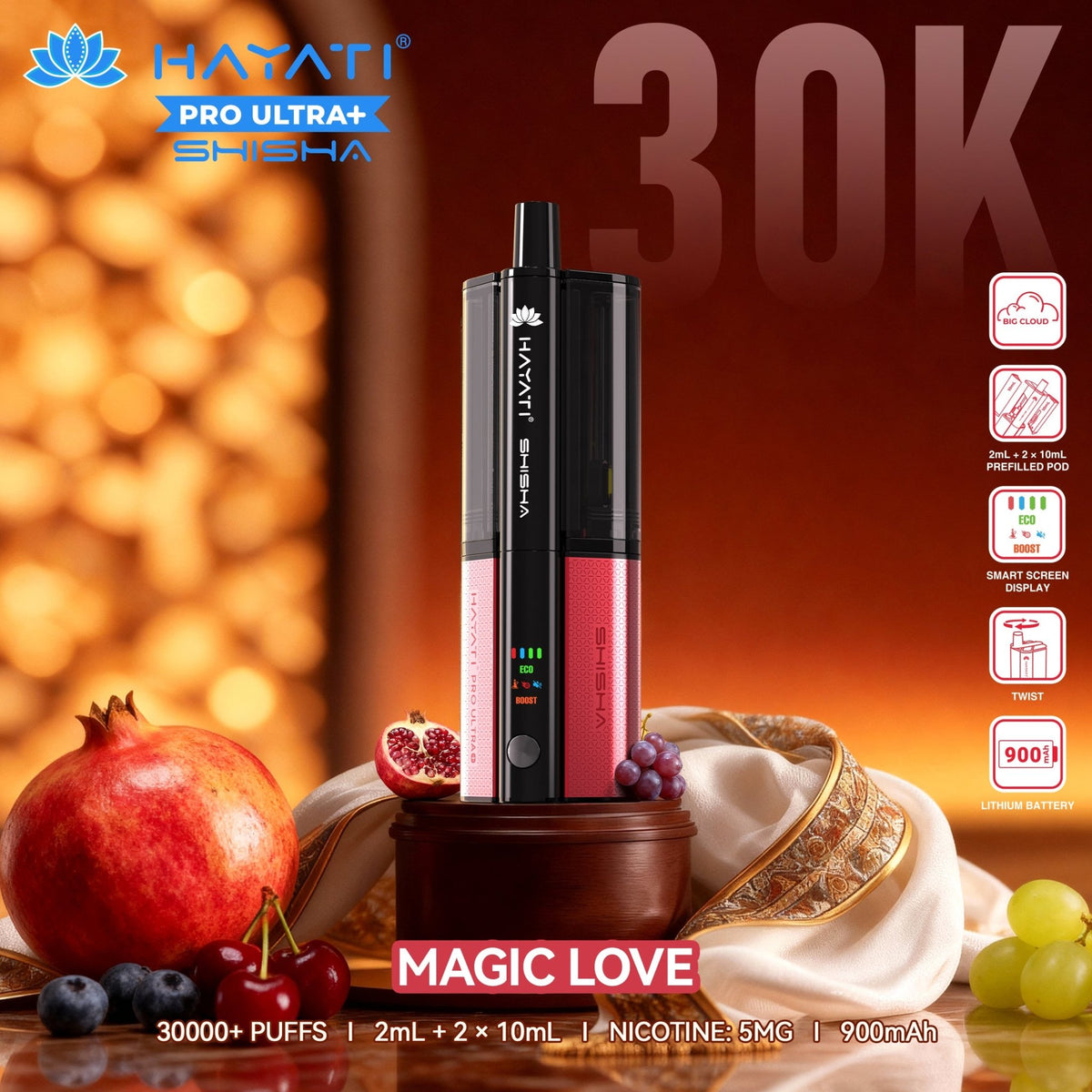 Hayati Pro Ultra+ Shisha 30K Prefilled Vape Kit (Pack of 5)