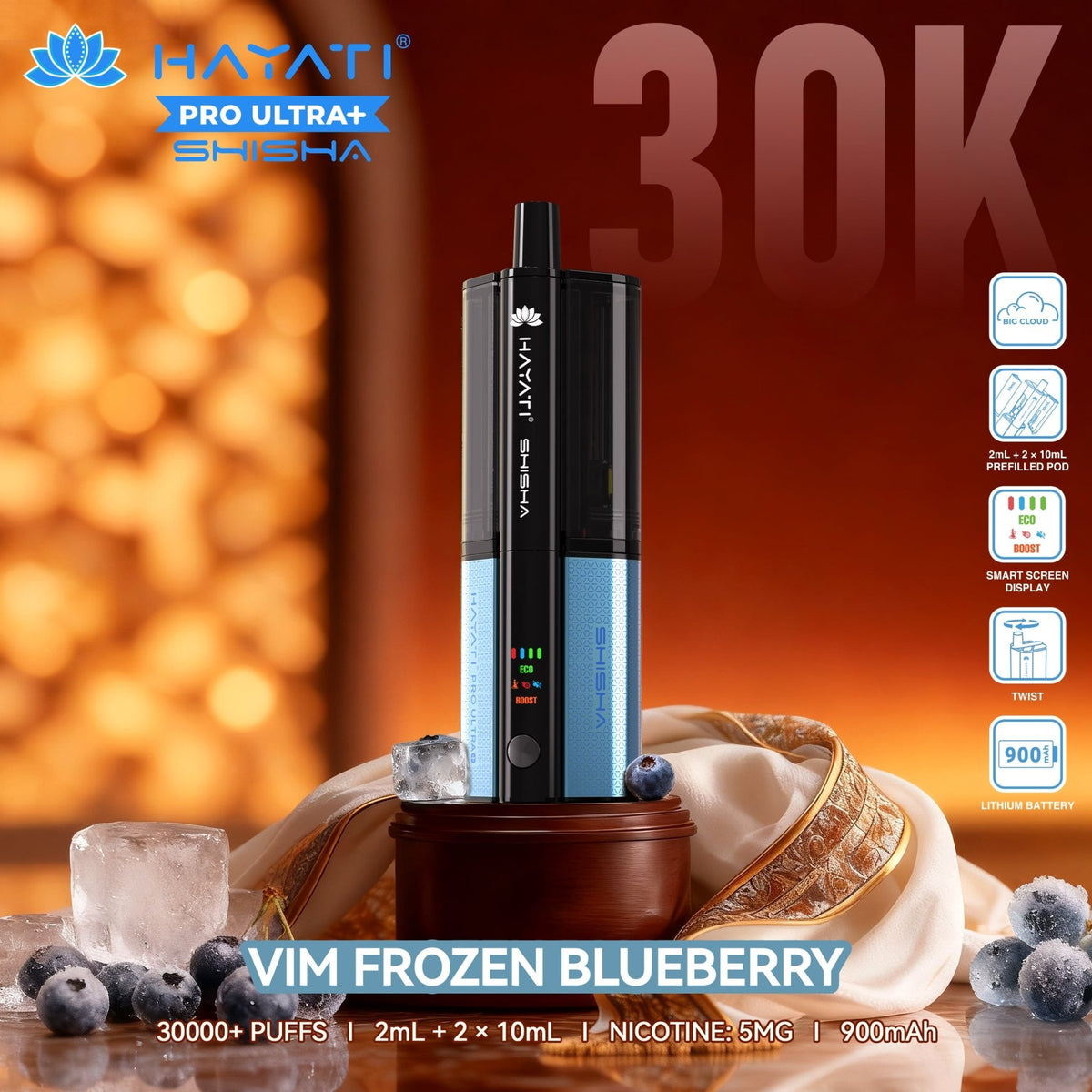 Hayati Pro Ultra+ Shisha 30K Prefilled Vape Kit (Pack of 5)