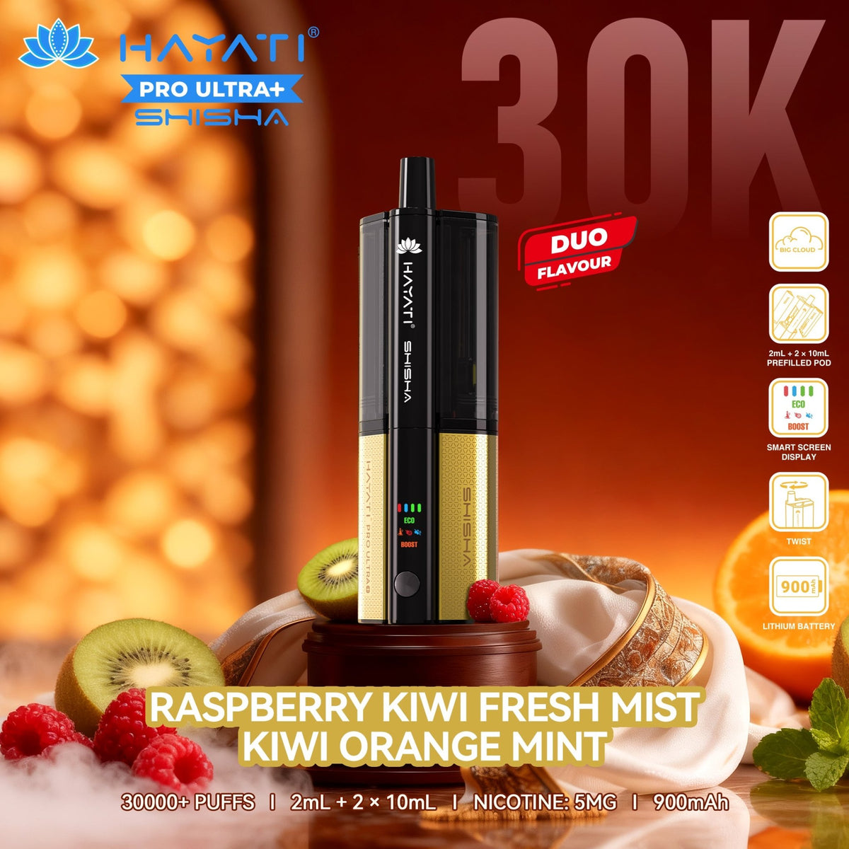 Hayati Pro Ultra+ Shisha 30K Prefilled Vape Kit (Pack of 5)