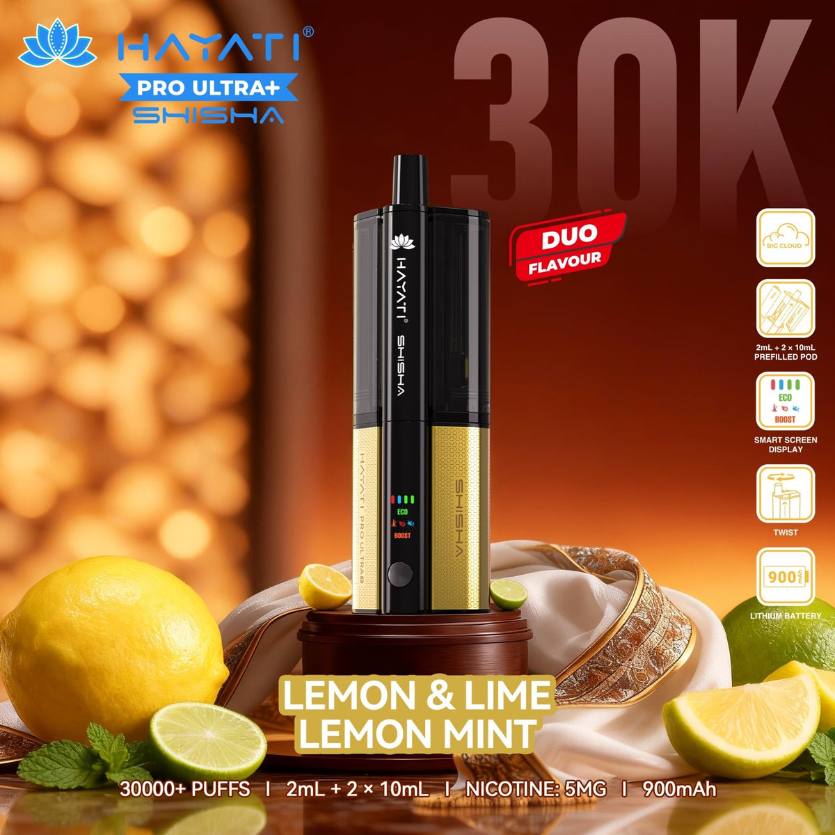 Hayati Pro Ultra+ Shisha 30K Prefilled Vape Kit (Pack of 5)