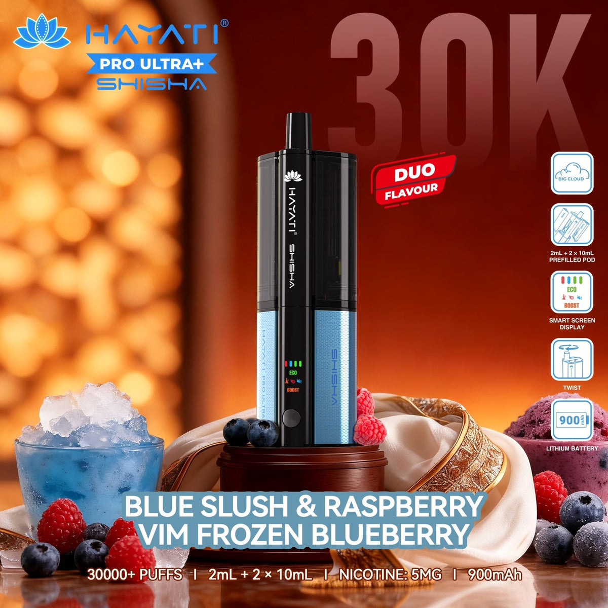 Hayati Pro Ultra+ Shisha 30K Prefilled Vape Kit (Pack of 5)