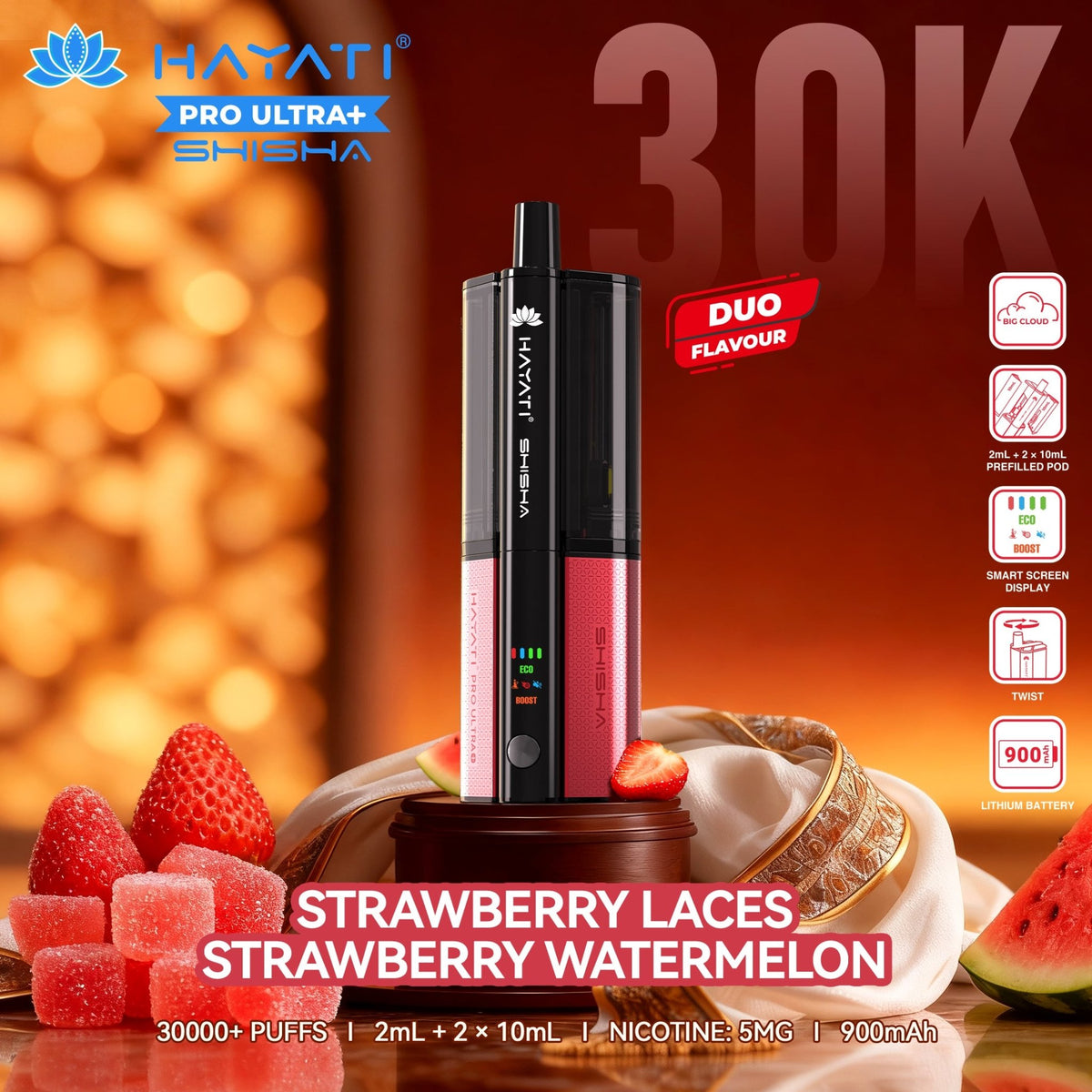 Hayati Pro Ultra+ Shisha 30K Prefilled Vape Kit (Pack of 5)