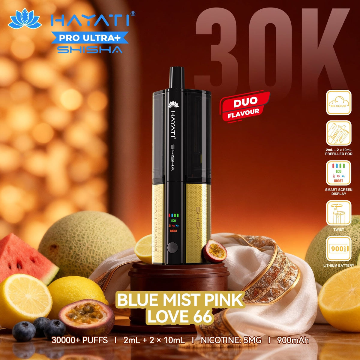 Hayati Pro Ultra+ Shisha 30K Prefilled Vape Kit (Pack of 5)