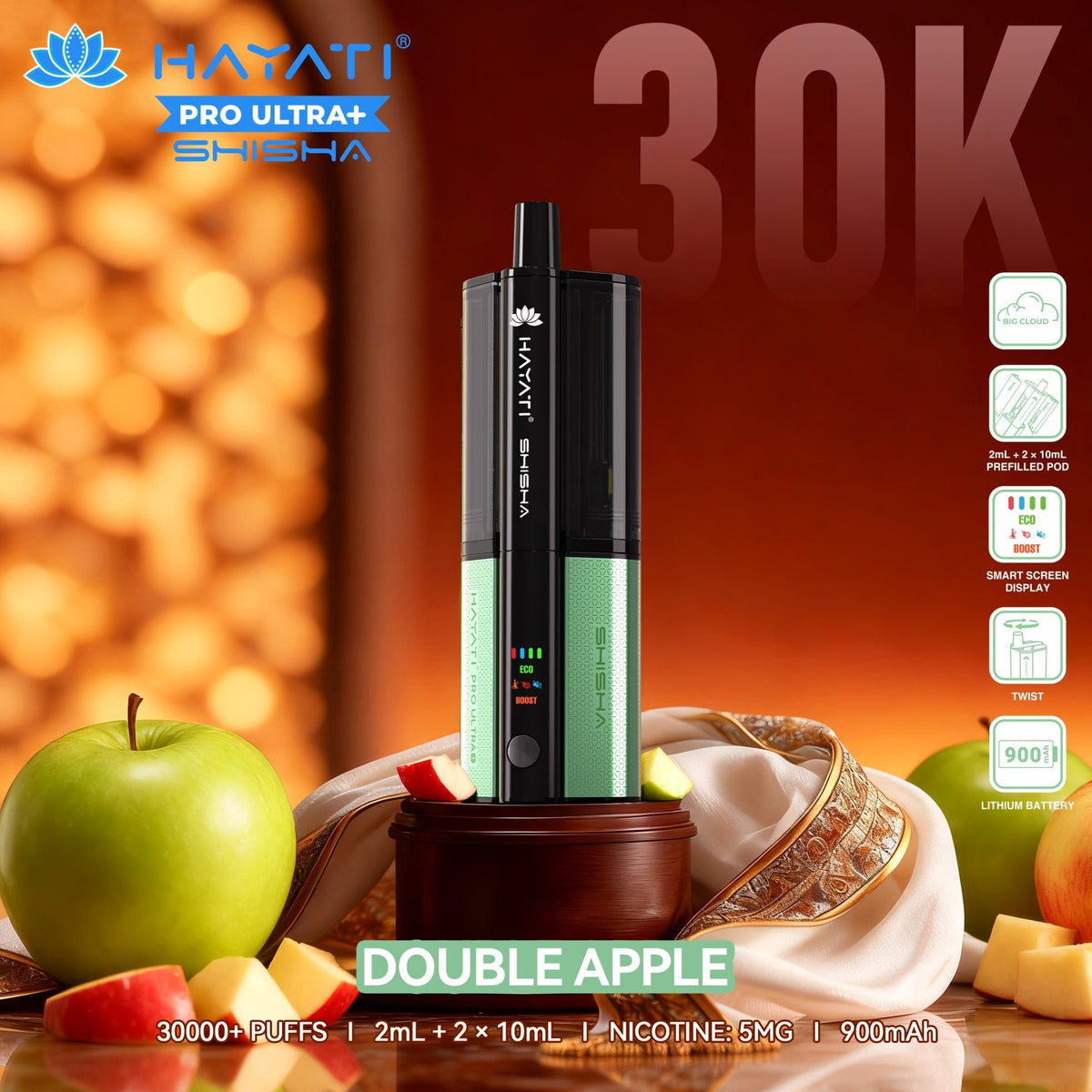 Hayati Pro Ultra+ Shisha 30K Prefilled Vape Kit (Pack of 5)