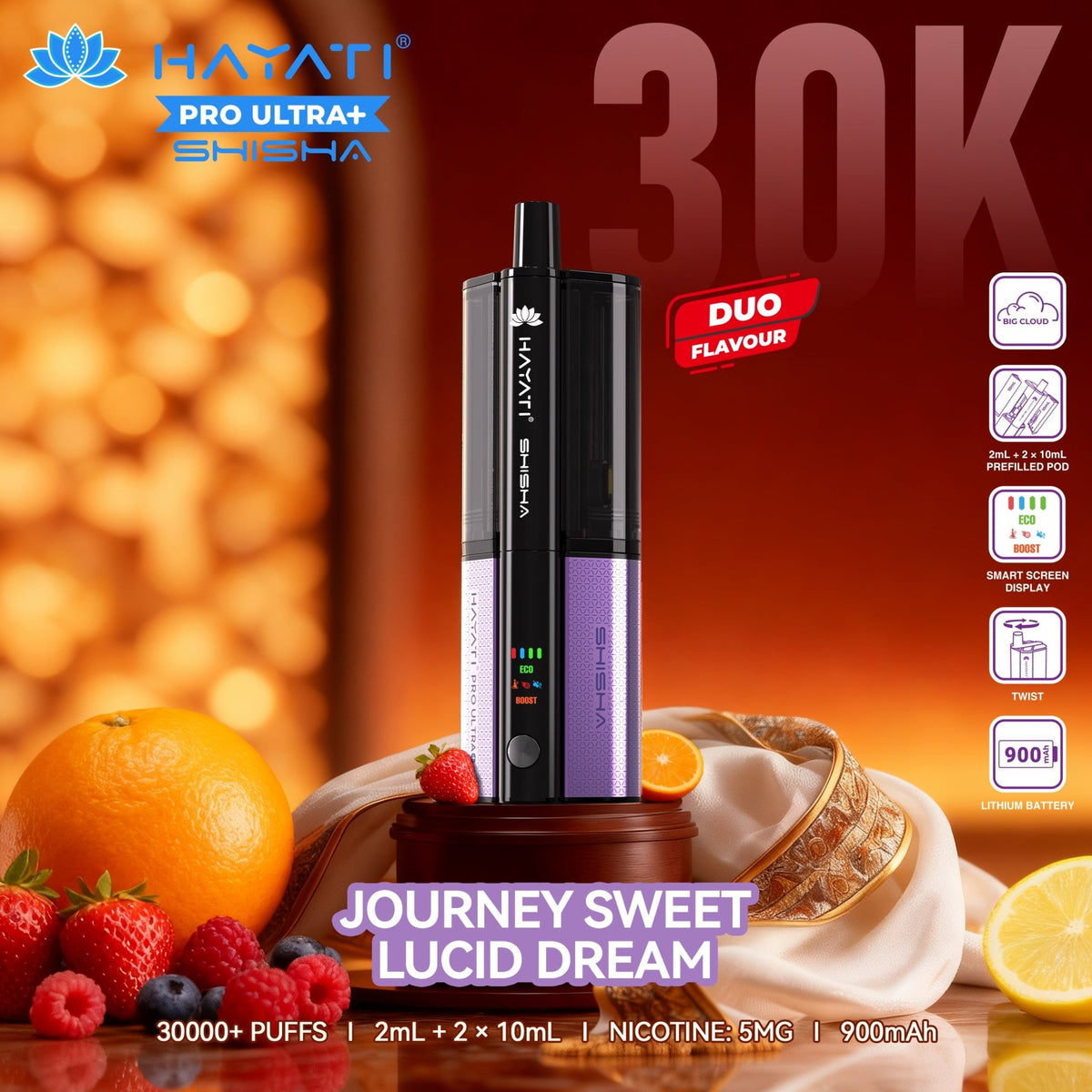 Hayati Pro Ultra+ Shisha 30K Prefilled Vape Kit (Pack of 5)