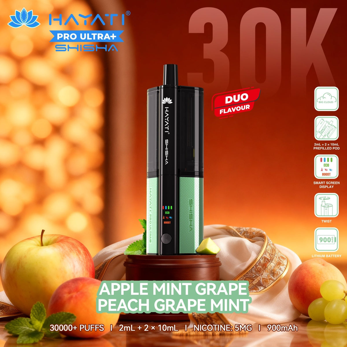 Hayati Pro Ultra+ Shisha 30K Prefilled Vape Kit (Pack of 5)