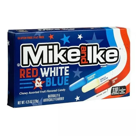 Mike & Ike Red White & Blue Blueberry Vanilla Cherry Chewy Candy Pack of 12 - Vape & Candy Wholesale