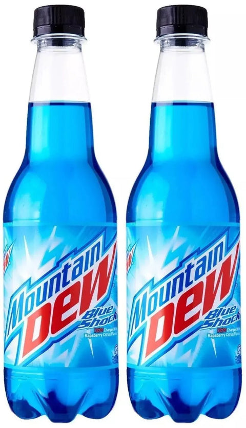 Mounain Dew Blue Shock Carbonated Raspberry Citrus Drink 400ml x 24 Bottles - Vape & Candy Wholesale