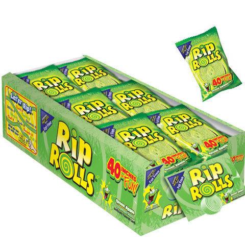 Rip Rolls Green Apple - 40g - Pack of 24 - Vape & Candy Wholesale