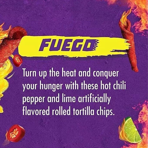 Takis Fuego Chili and Lime Flavour Tortilla Chips Pack of 10 - 180g - Vape & Candy Wholesale