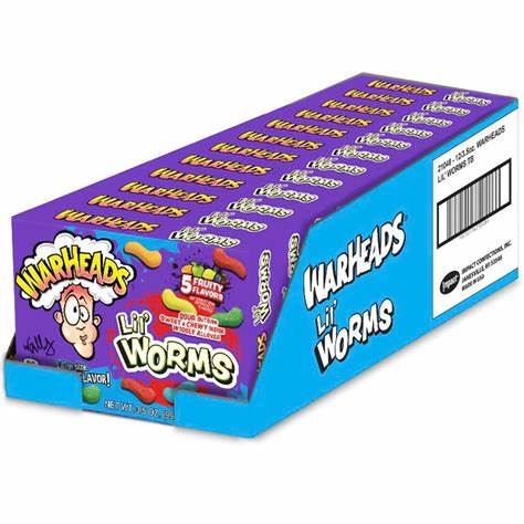 Warheads Lil Worms Candy 3.5oz Pack of 12 - Vape & Candy Wholesale