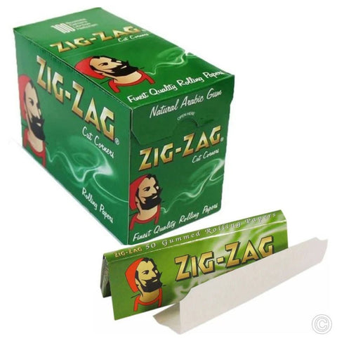 Zig Zag - Green Standard Regular Cigarette Rolling Paper - Box of 100 - Vape & Candy Wholesale