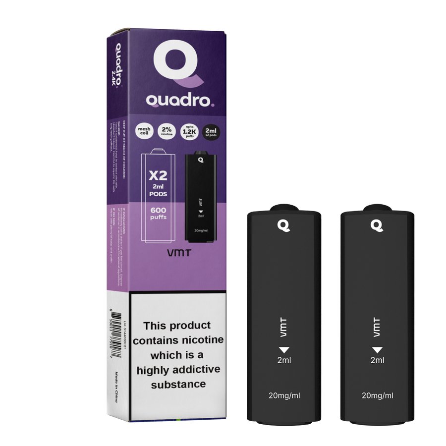 4 in 1 Quadro 2400 Puffs Replacement Pods Box of 10