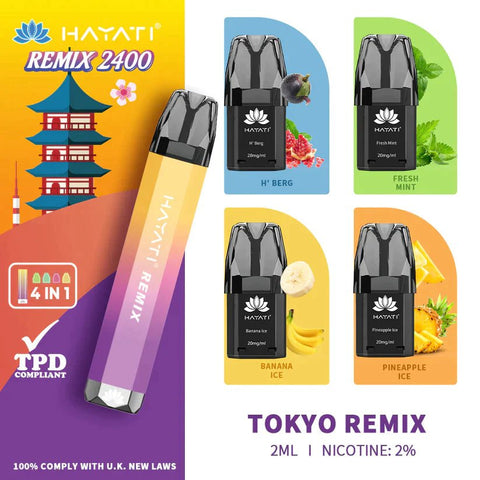 Hayati Remix 2400 Puffs 4 in 1 Disposable Vape Pod Kit - Vape & Candy Wholesale